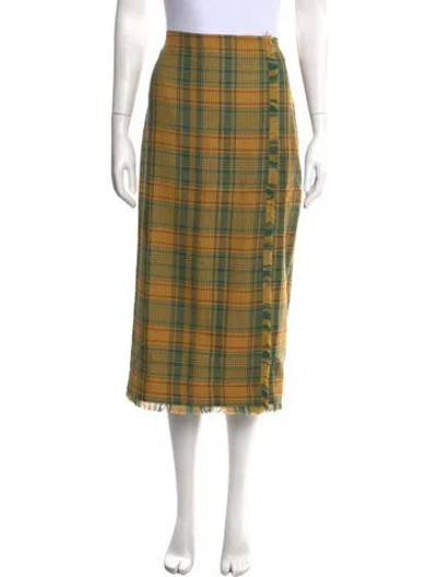 Pre-owned The Elder Statesman Wool Midi Length Skirt W/ Tags In Yellow