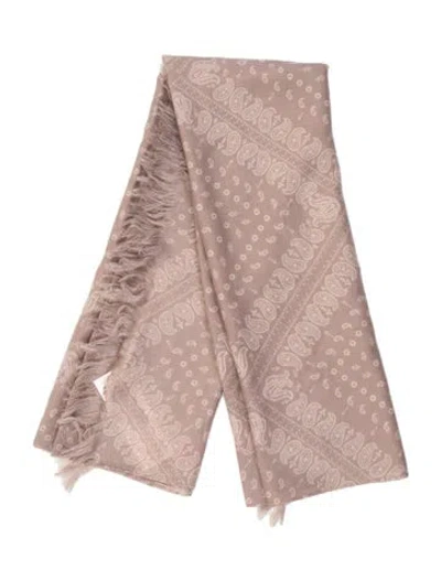 Pre-owned The Elder Statesman Wool Paisley Print Scarf In Neutrals
