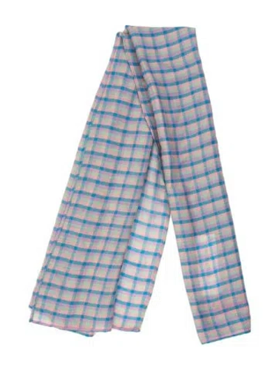 Pre-owned The Elder Statesman Wool Plaid Print Scarf In Pink