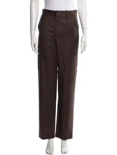 Pre-owned The Elder Statesman Wool Straight Leg Pants In Brown