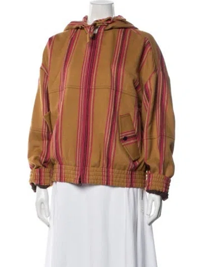 Pre-owned The Elder Statesman Wool Striped Bomber Jacket W/ Tags In Brown