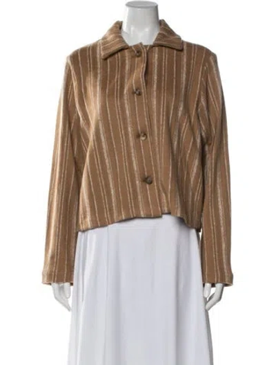 Pre-owned The Elder Statesman Wool Striped Jacket W/ Tags In Brown