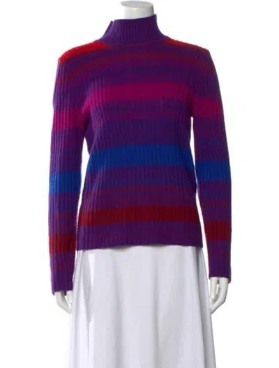 Pre-owned The Elder Statesman Wool Striped Sweater In Purple