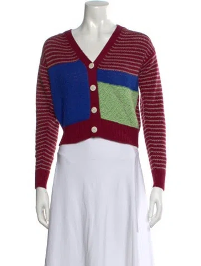 Pre-owned The Elder Statesman Wool Striped Sweater W/ Tags In Burgundy