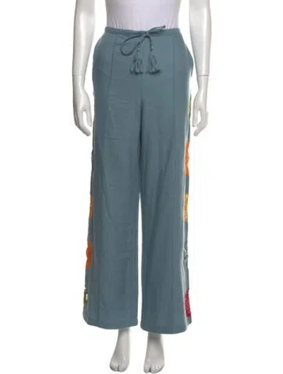 Pre-owned The Elder Statesman Wool Wide Leg Pants In Blue