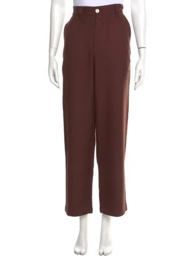 Pre-owned The Elder Statesman Wool Wide Leg Pants In Brown