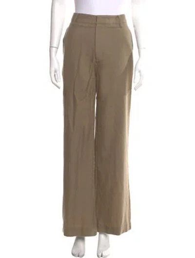 Pre-owned The Elder Statesman Wool Wide Leg Pants In Green