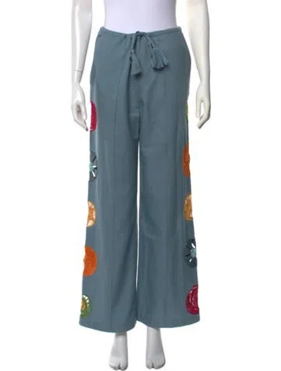 Pre-owned The Elder Statesman Wool Wide Leg Pants W/ Tags In Blue