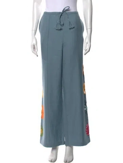 Pre-owned The Elder Statesman Wool Wide Leg Pants W/ Tags In Blue