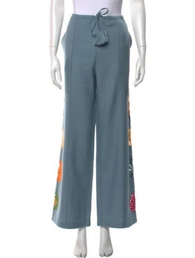 Pre-owned The Elder Statesman Wool Wide Leg Pants W/ Tags In Blue