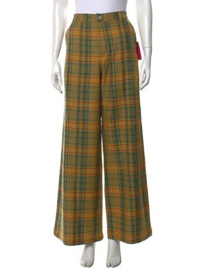 Pre-owned The Elder Statesman Wool Wide Leg Pants W/ Tags In Yellow