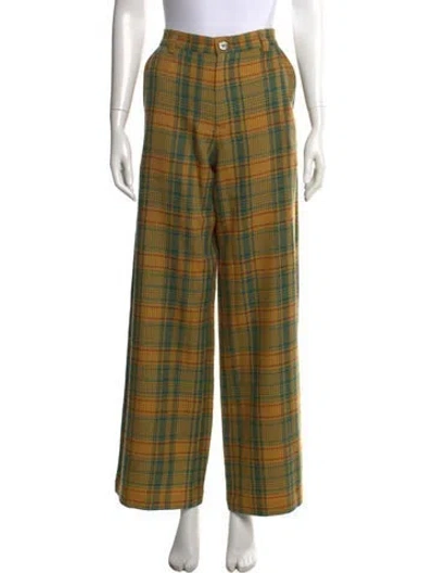 Pre-owned The Elder Statesman Wool Wide Leg Pants W/ Tags In Yellow