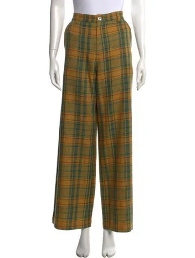 Pre-owned The Elder Statesman Wool Wide Leg Pants W/ Tags In Yellow