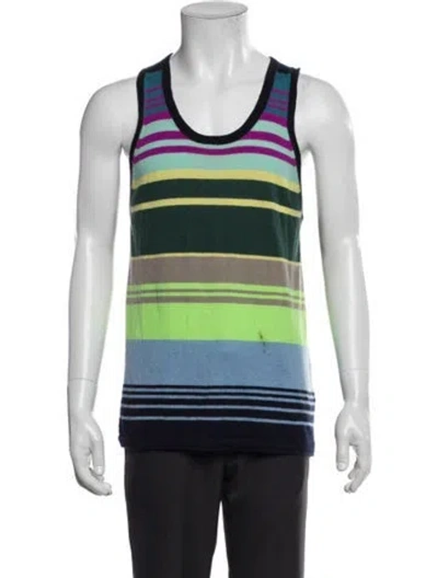 Pre-owned The Elder Statesman X J.crew Cashmere Striped Tank In Green