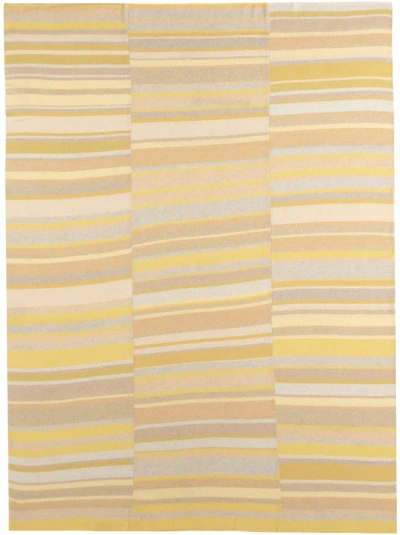 The Elder Statesman Yellow & Gray Stripe Super Duper Blanket In Multi