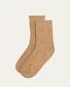 The Elder Statesman Yosemite Ribbed Cashmere Socks In Camel