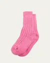 The Elder Statesman Yosemite Ribbed Cashmere Socks In Neon Pink