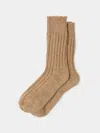 The Elder Statesman Yosemite Ribbed Cashmere Socks One Size  Abask Luxury Gift In  Beige