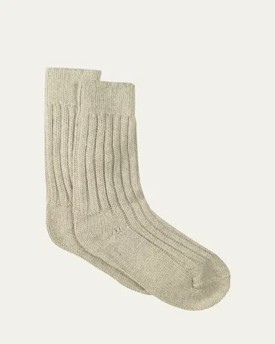 The Elder Statesman Yosemite Ribbed Cashmere Socks In White