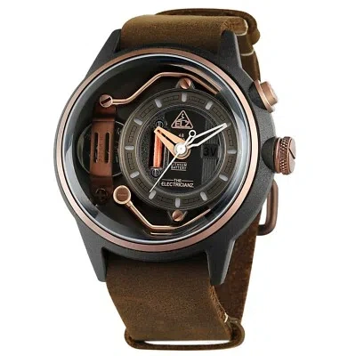 Pre-owned The Electricianz Mokaz Steel Nylon Light Brown Leather Black Electrical Watch