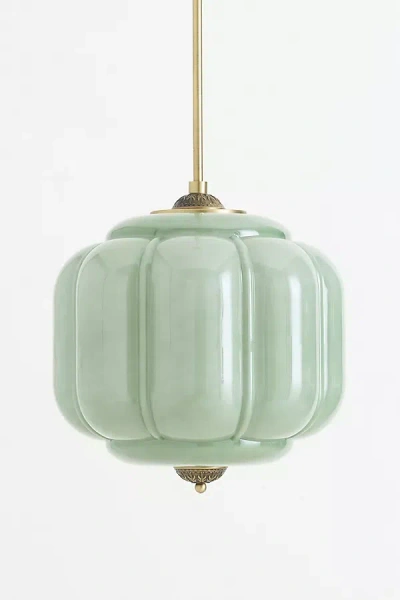 The Eloise Lighting Collection By Anthropologie The Eloise Scallop Milk Glass Pendant Ceiling Light In Green