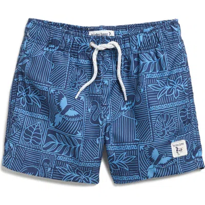 The Endless Summer Kids' Flamingo Tiles Volley Swim Trunks In Blue