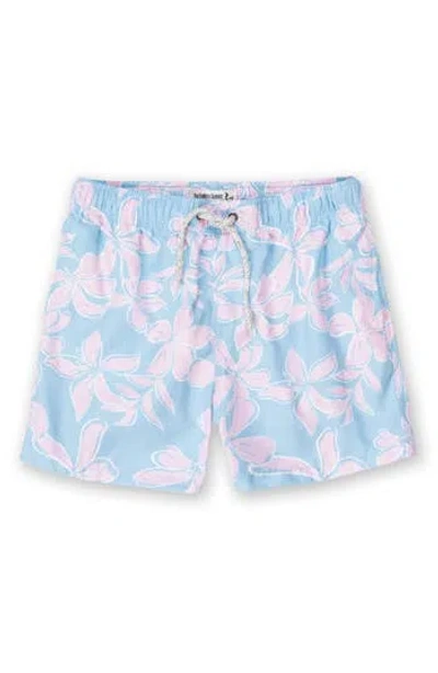 The Endless Summer Kids' Floral Stretch Volley Swim Trunks In Blue