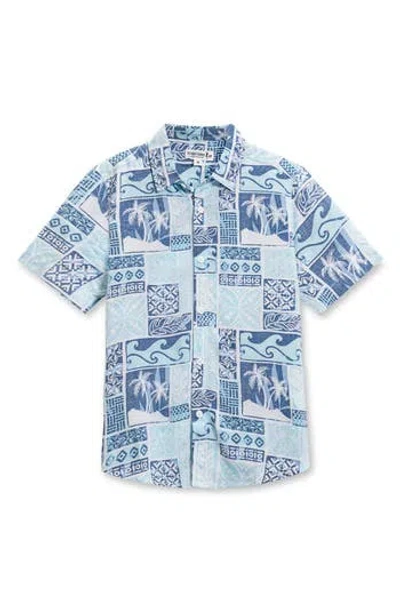 The Endless Summer Kids' Palm Button-up Shirt In Blue