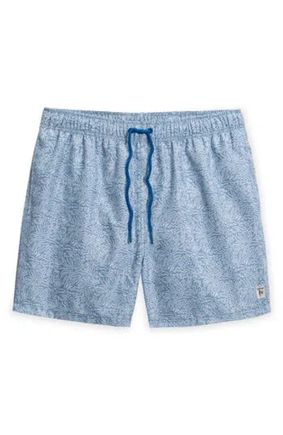 The Endless Summer Kids' Palm Print Swim Trunks In Blue