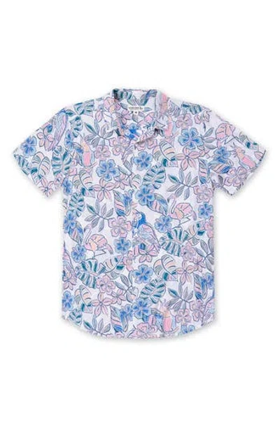 The Endless Summer Kids' Parrot Button-up Shirt In White