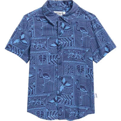 The Endless Summer Kids' Short Sleeve Button-up Shirt In Blue