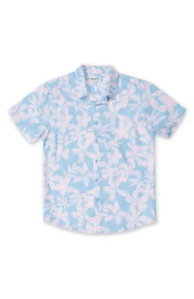 The Endless Summer Kids' Stretch Button Front Shirt In Lt. Blue