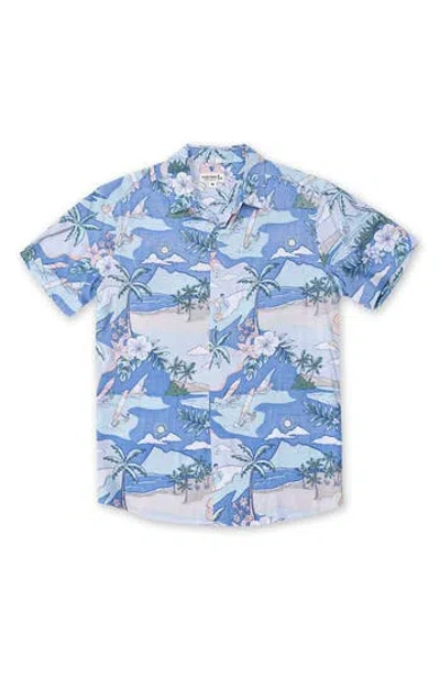 The Endless Summer Kids' Surfer Short Sleeve Button-down Shirt In Blue