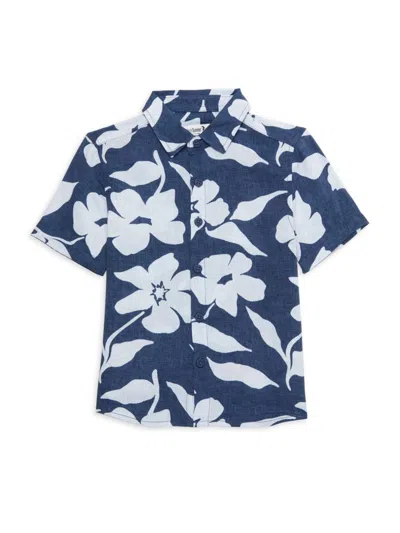 The Endless Summer Kids' Little Boy's & Boy's Floral Button Up Shirt In Blue