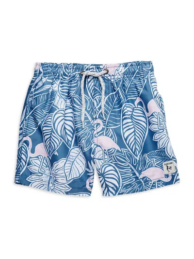 The Endless Summer Kids' Little Boy's & Boy's Print Drawstring Swim Shorts In Blue Multi