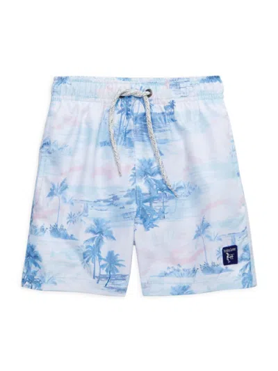 The Endless Summer Kids' Little Boy's & Boy's Tropical Print Swim Shorts In Blue Multi