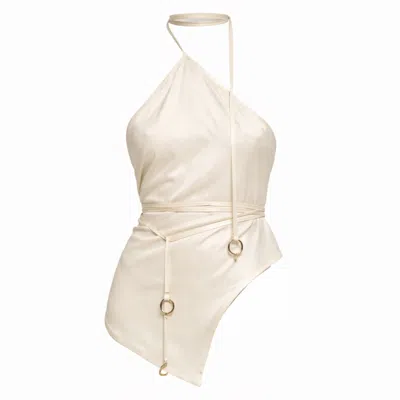 The Ethos Studio Women's White Thalassa Wrap-top - Ivory