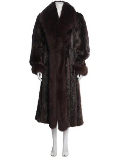 Pre-owned The Evans Collection Fur Coat In Brown