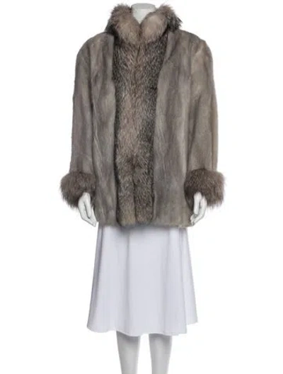 Pre-owned The Evans Collection Mink Fur Coat In Gray