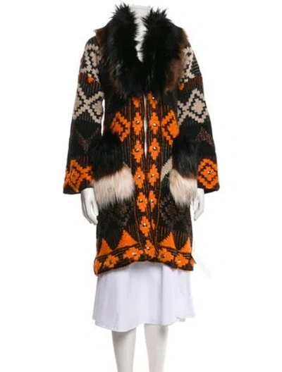 Pre-owned The Extreme Collection Printed Coat W/ Tags In Orange