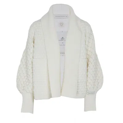 The Extreme Collection Women's Alpaca And Merino Wool Oversized Chunky Knit Short Cardigan Galatea In White I I