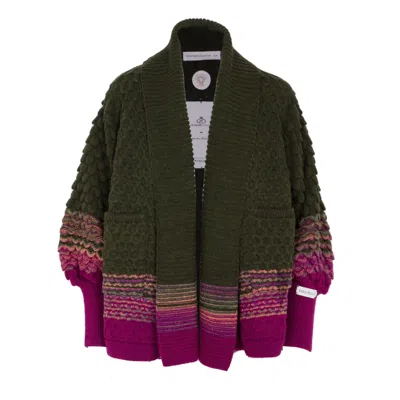 The Extreme Collection Women's Alpaca And Merino Wool Oversized Chunky Knit Short Cardigan Green Simonetta