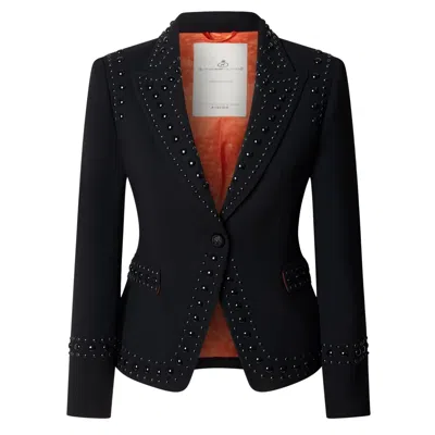 The Extreme Collection Women's Black Blazer With Bold Black Stud Accents Rock Star