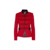 The Extreme Collection Women's Black Embroidered In Red Premium Crepe Single Breasted Fiorella Blazer