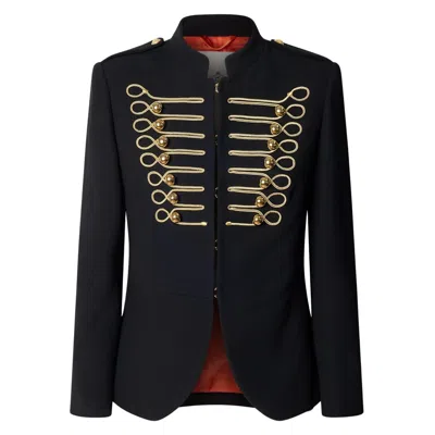 The Extreme Collection Women's Black / Gold Black Hussar Blazer With Gold Soutache Embroidery Martina In Black/gold