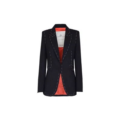 The Extreme Collection Women's Black Heritage Pinstripe Tailored Blazer