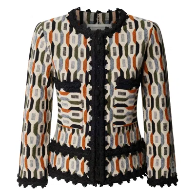 The Extreme Collection Women's Black Multicolour Patterned Knit Jacket Scott