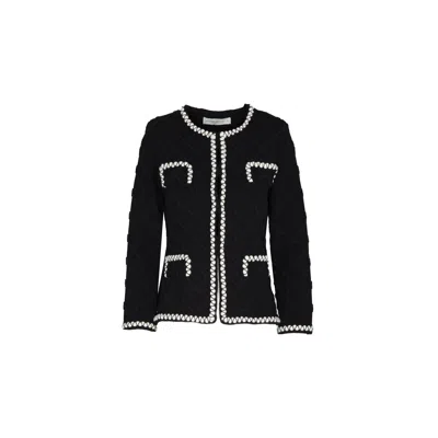 The Extreme Collection Women's Black Quilted Tweed Jacket With Contrasting Braided Trim Gaja