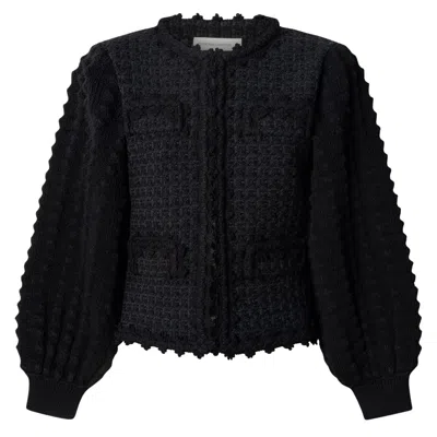 The Extreme Collection Women's Black Tweed-style Structured Cardigan Kingston