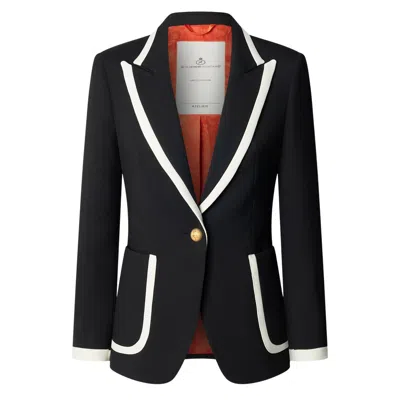 The Extreme Collection Women's Black / White Black Blazer With Contrast Piping Laurent In Black/white